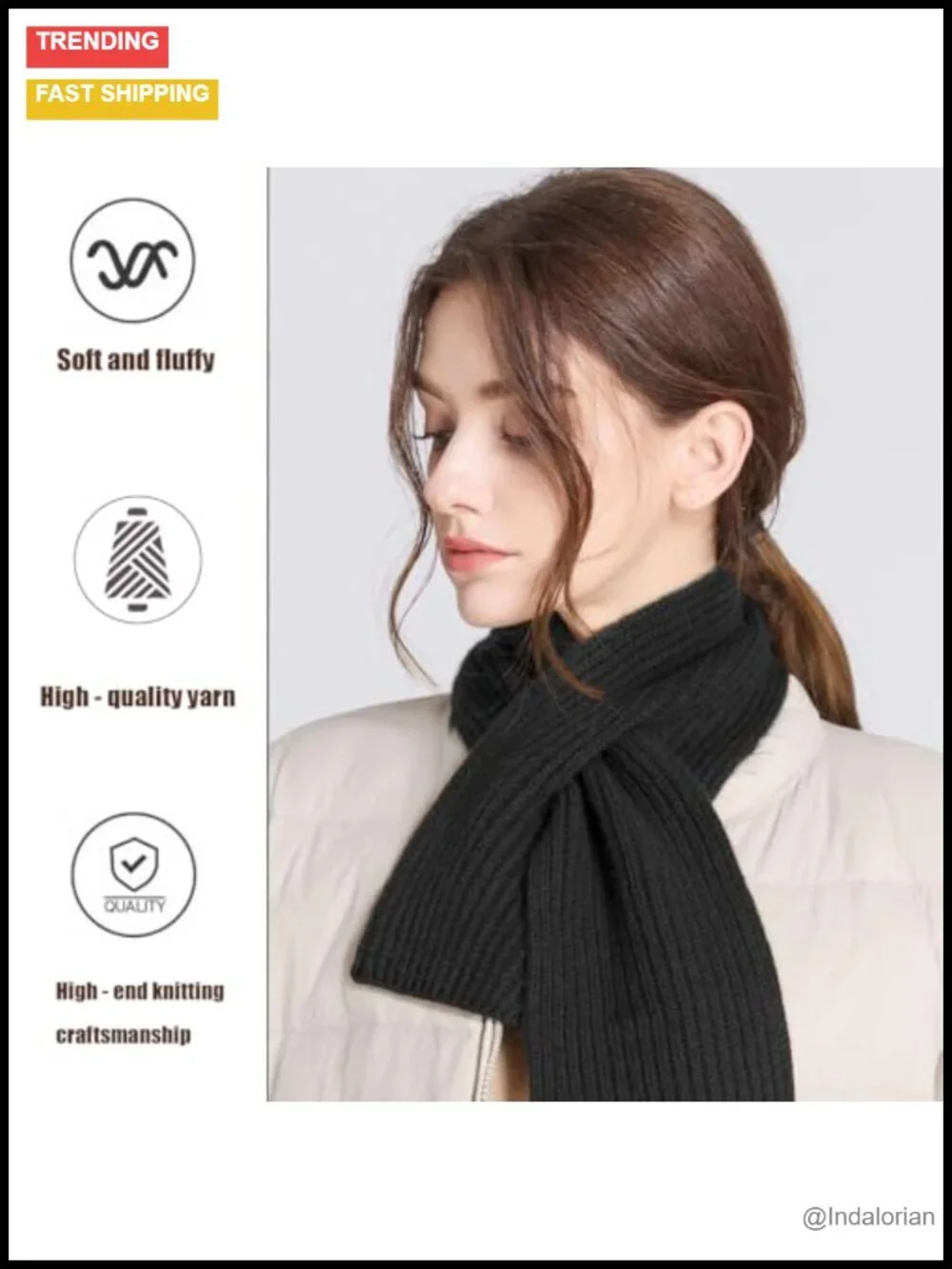 Effortless Knitted Wool Scarf with Thread-Through Opening Easy On Off